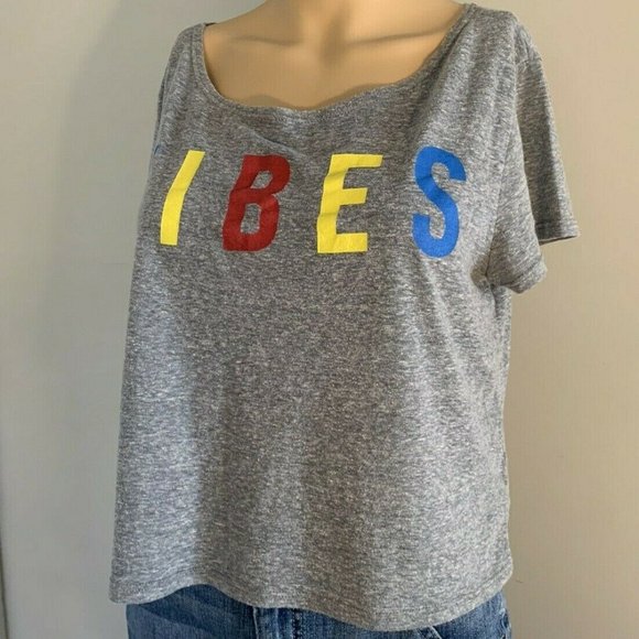 Kali Reve SZ L Gray Juniors Crop Top Short  Sleeve - Picture 6 of 8